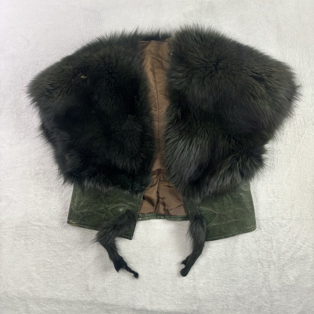 Vintage Rosendorf Evans Green Mink Coat Vest Size Very Nice Fancy Leather